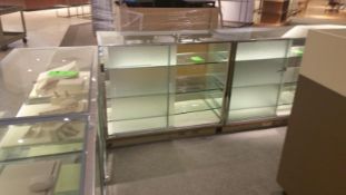 48"x24x40 Chrome Glass and Wood Product Display Case with (3) Glass Shelves Rigging Cost: $55