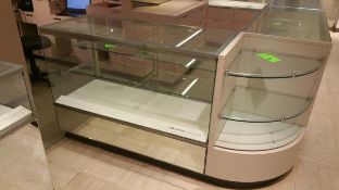 54” x 24” x 40” Mirrored Front Display Cabinet with (2) Glass Shelves, Lighting and (2) Pull out