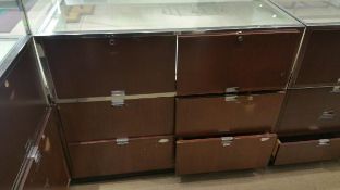 48” x 24” x 40” Cherry Single Felt Lined Shelf Display with Lighting and (4) drawers Rigging