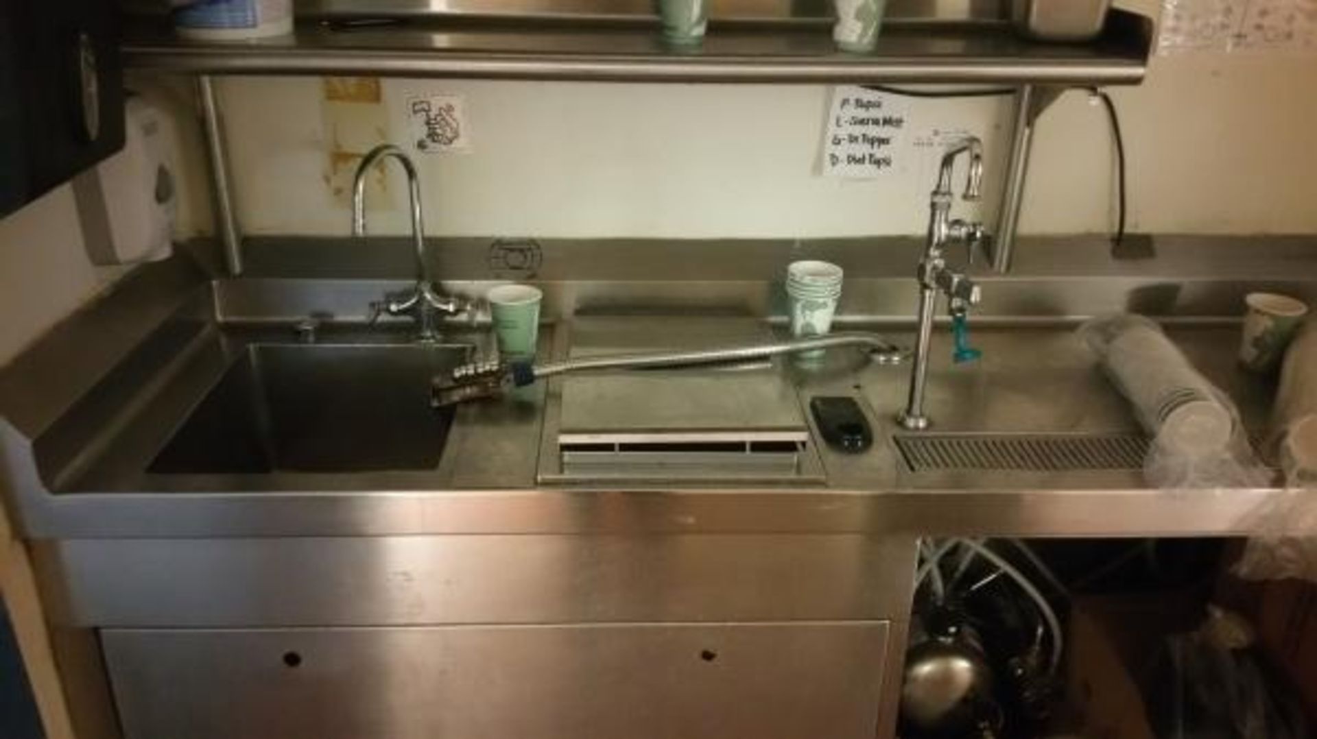 Stainless Steel Soda Fountain Station including Compressor, Ice Storage Bin, Fountain Gun, Water - Image 3 of 4
