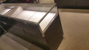 48"x24"x40" Chocolate Chrome and Glass Single Level display Case with Lighting and (2) Drawers in