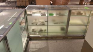 48"x24x40 Chrome Glass and Wood Product Display Case with (3) Glass Shelves Rigging Cost: $55