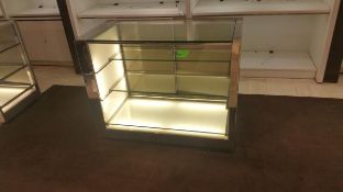 48” x 24” x 40” Chrome and Glass Display Cabinet with (2) Glass Shelves, and Lighting New in 2016