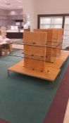 Blond Wood Glass and Chrome Three Shelf Display Units 60x35x55.5 Rigging Cost: $75