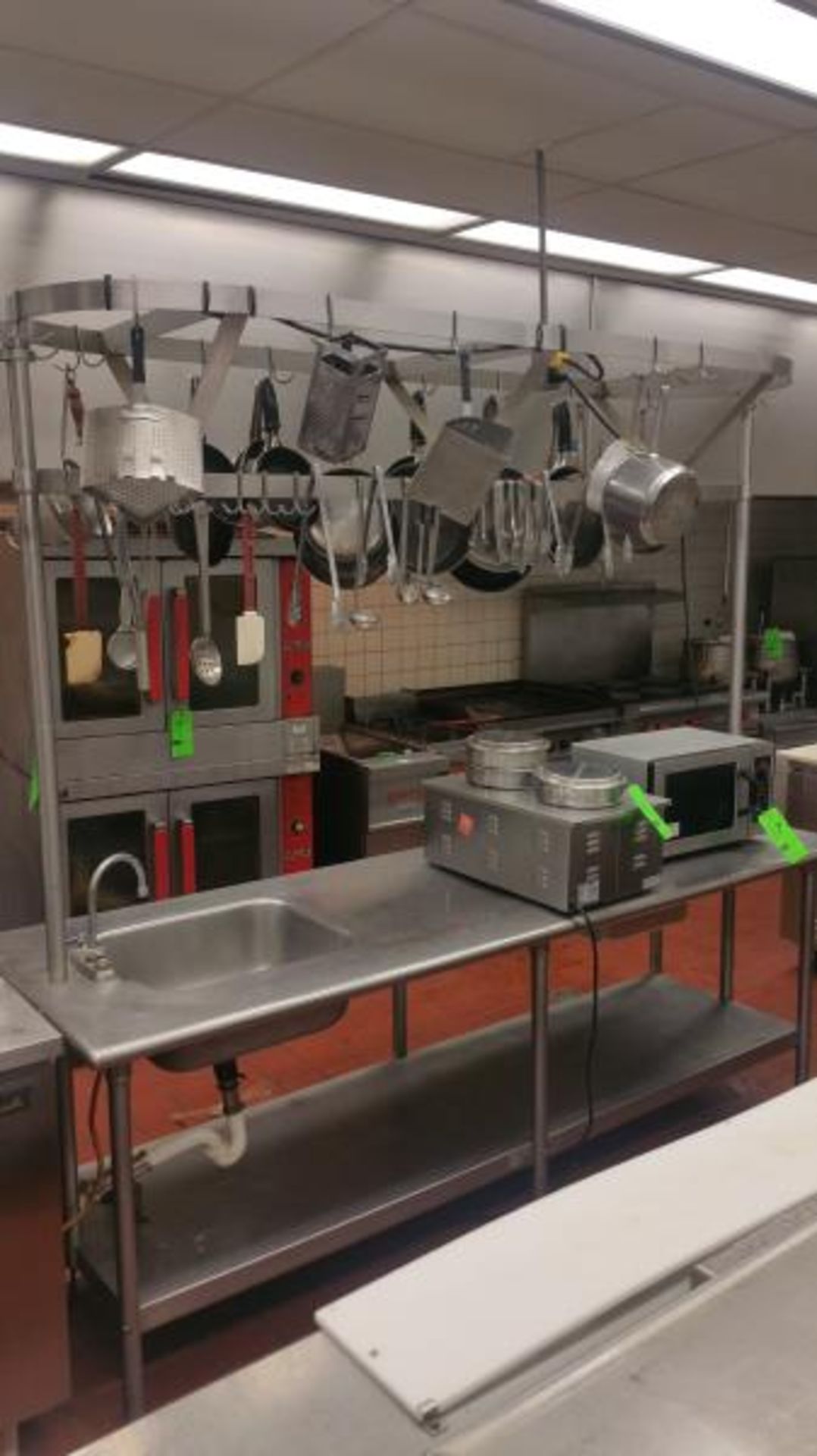 8'x30" S/S Sanitary Table with Single Bowl 9" Deep Sink and Overhead Pot/Pan/Utensil Rack and Edlund - Image 2 of 2