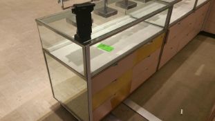 48" x 24” x 40” Mirrored Front Single Level Display Cabinet, Lighting and (6) Pull out Drawers on