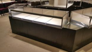 70"x24"x40" Chocolate Chrome and Glass Single Level display Case with Lighting and (8) Drawers in