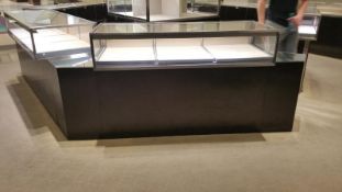 60"x24"x40" Chocolate Chrome and Glass Single Level display Case with Lighting and (6) Drawers in