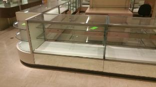 54” x 24” x 40” Mirrored Front Display Cabinet with (2) Glass Shelves, Lighting and (2) Pull out