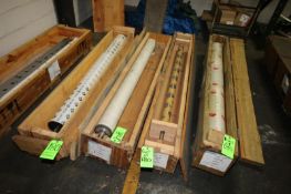 (4) Crates of Spare Coating Line Rolls, Includes NEW Finzer Roller Roll, 64" L (1) Chrome Roll, and,