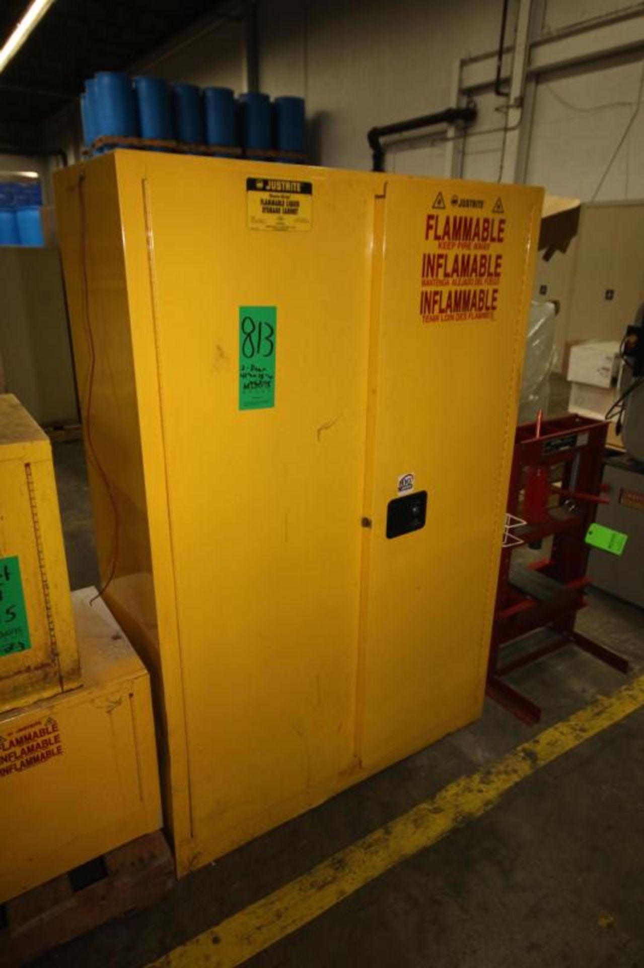 JustRite 2-Door Flammable Storage Cabinet, 45 Gal. Capacity, Overall Dims.-43" L x 18" W x 65" H,