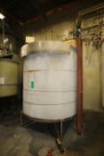 Aprox. 1,300 Gal. Vertical Poly Tank, with Aprox. 1 hp Agitator, Mounted on S/S Legs, LOCATED IN