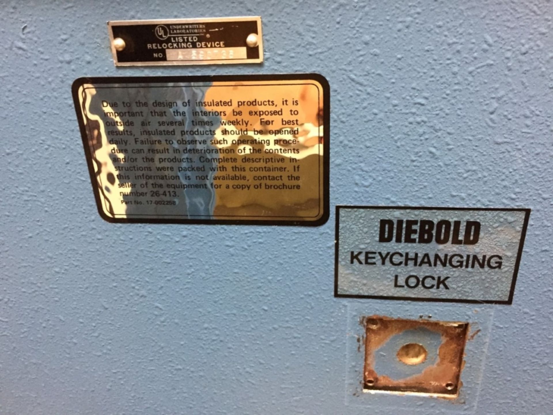 Diebold Fire Data Safe, Model R-5425, S/N A580738 (NOTE: Combination Not Available), LOCATED IN - Image 3 of 4