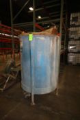 Aprox. 650 Gal. Vertical Poly Tank, Mounted on Steel Legs with Hinge Lid, LOCATED IN BRIDGEVIEW,