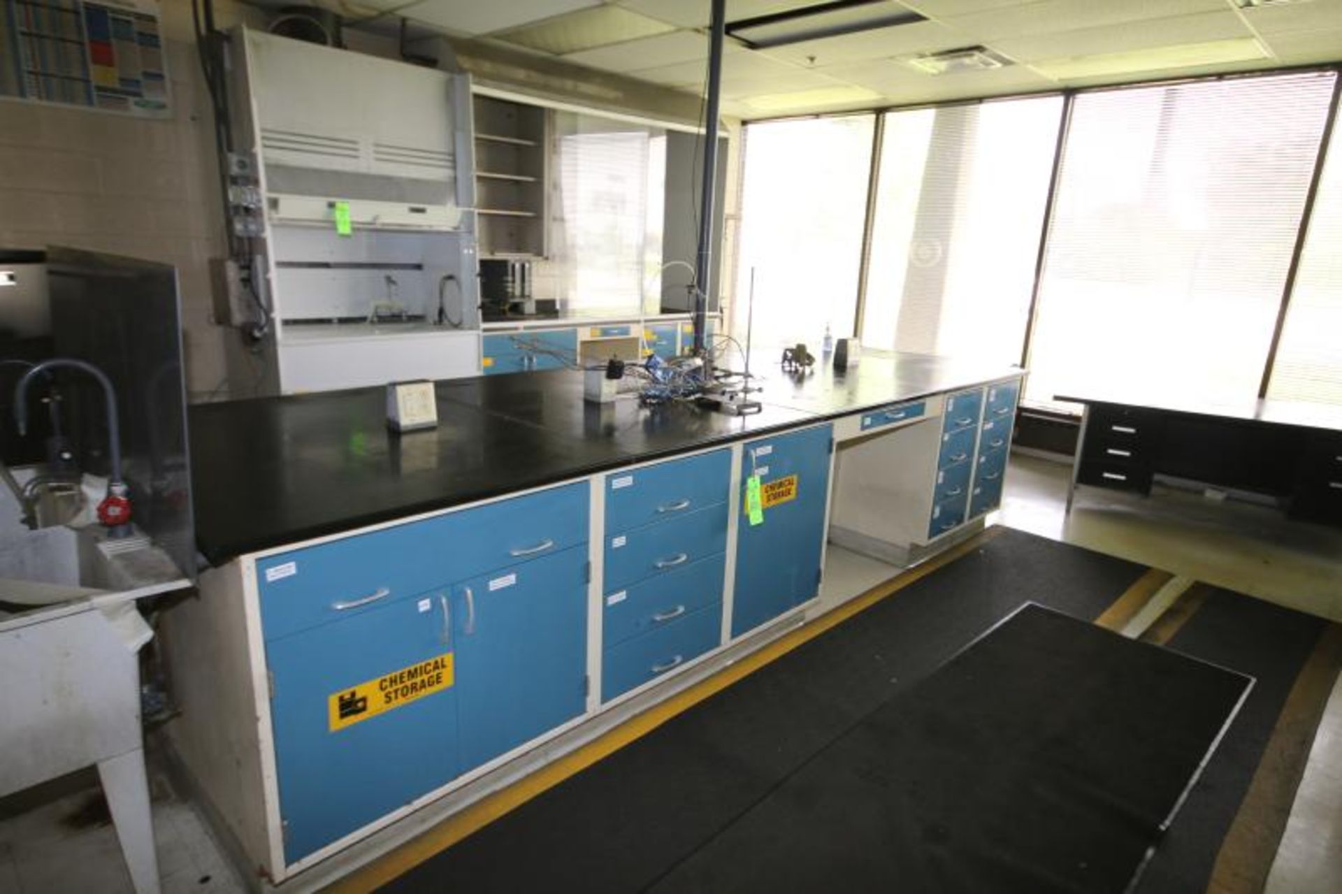 Lot of Assorted Lab Furniture in (2) Rooms, Includes (2) Lab Islands-14' L x 54" W and 160" L x