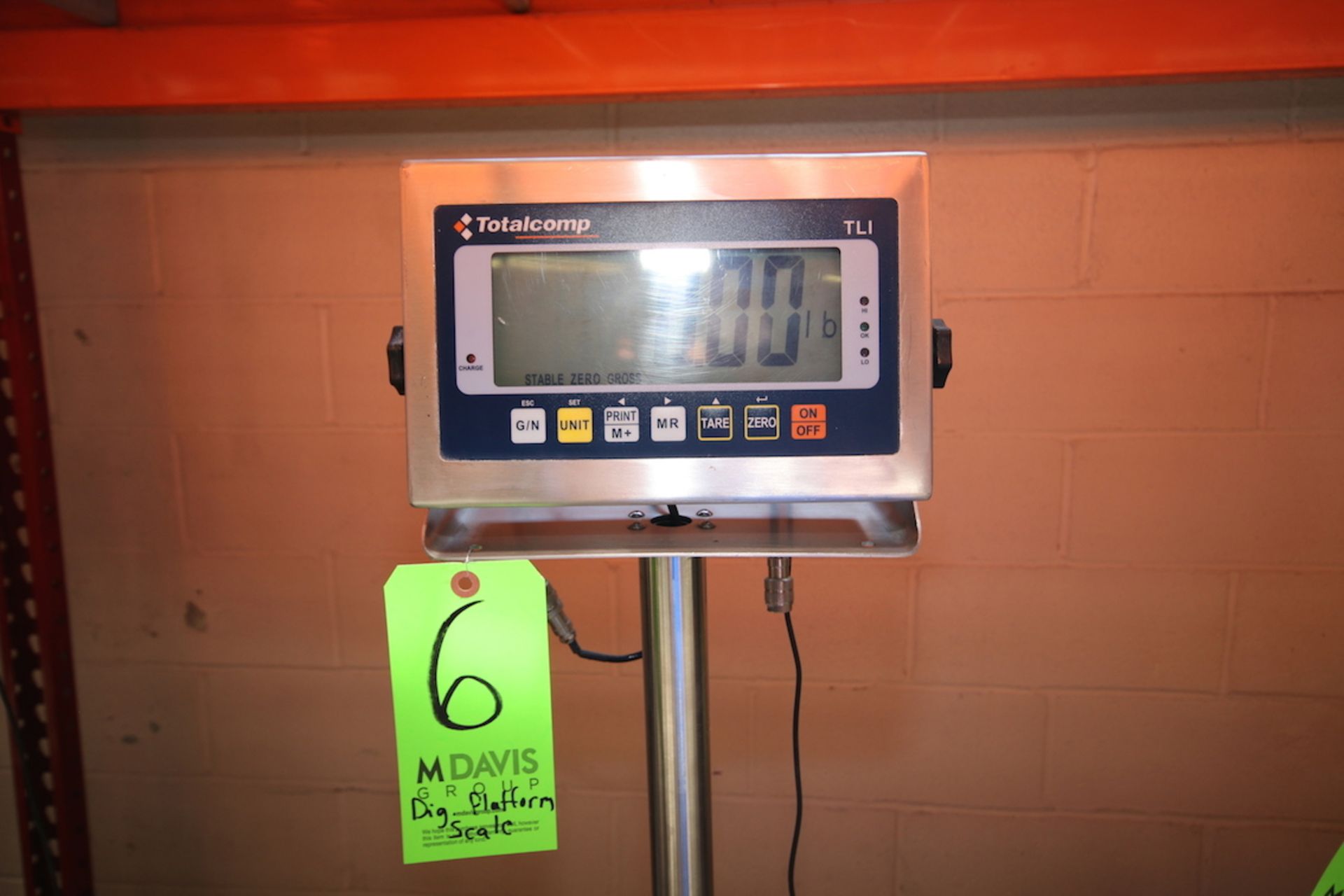 Totalcomp S/S Digital Platform Scale, M/N TLI, 15 1/2" L x 15 1/2" W S/S Platform - Image 2 of 2