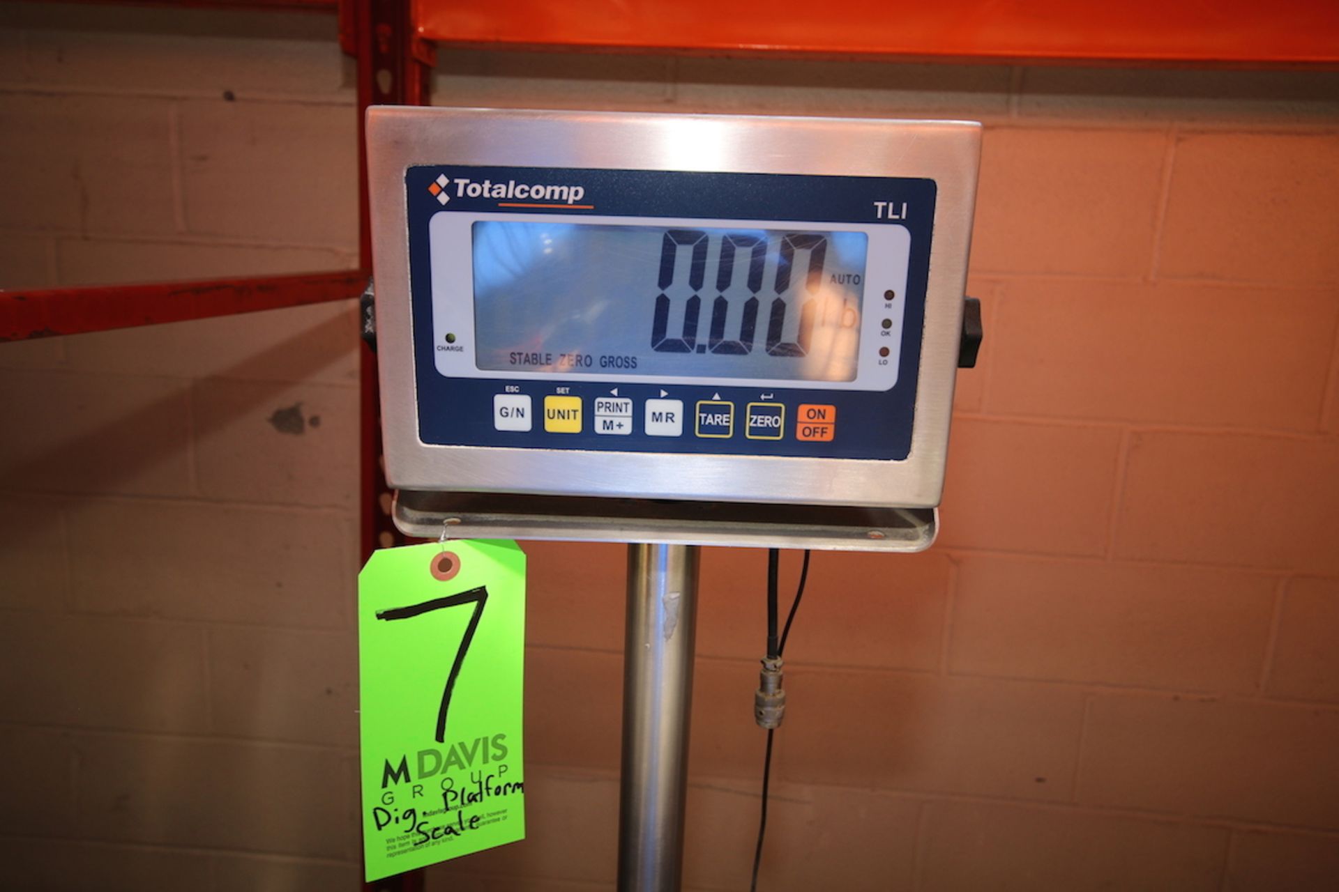 Totalcomp S/S Digital Platform Scale, M/N TLI, 15 1/2" L x 15 1/2" W S/S Platform - Image 2 of 2