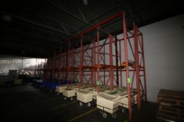 Aprox. 10-Sections of Drive In 2-Wide Pallet Racking, Includes (11) 12' Uprights, Cross Beams,