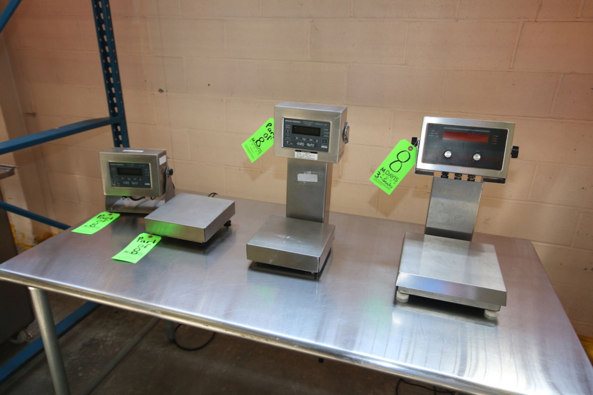 S/S Digital Platform Scales, Includes (2) Weigh-Tronix Scales, M/N QC-3265, with 8 1/2" L x 8 1/2" W