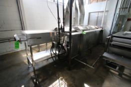 Stein FB-20 All S/S Conveyorized Continuous Fryer, S/N 445, with Hydraulic Lifting Top, Exhaust