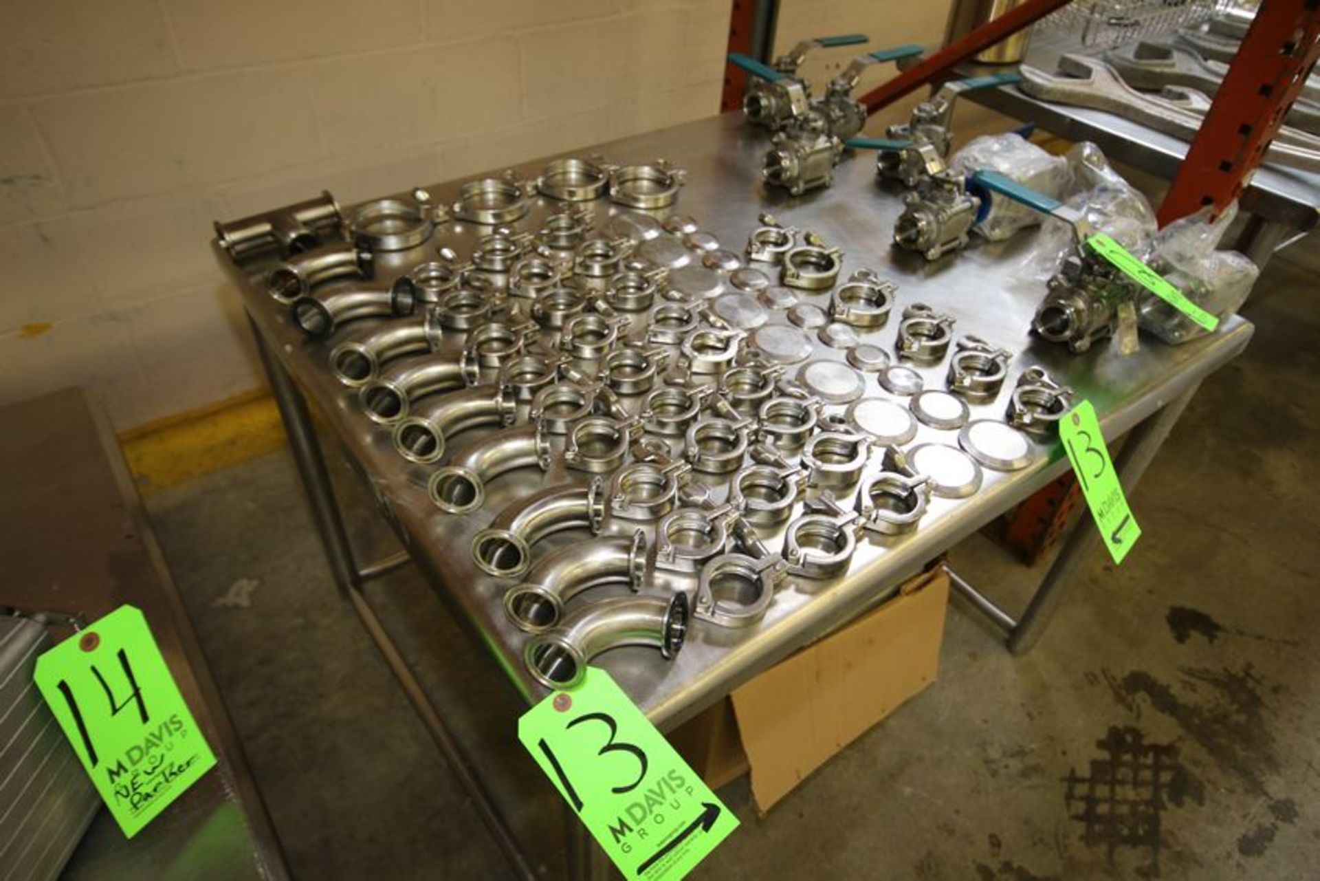 Lot of Assorted S/S Fittings, Includes (31) 1 1/2" S/S Clamps, (2) 2" S/S Clamps, (4) 3 1/2" S/S - Image 2 of 2