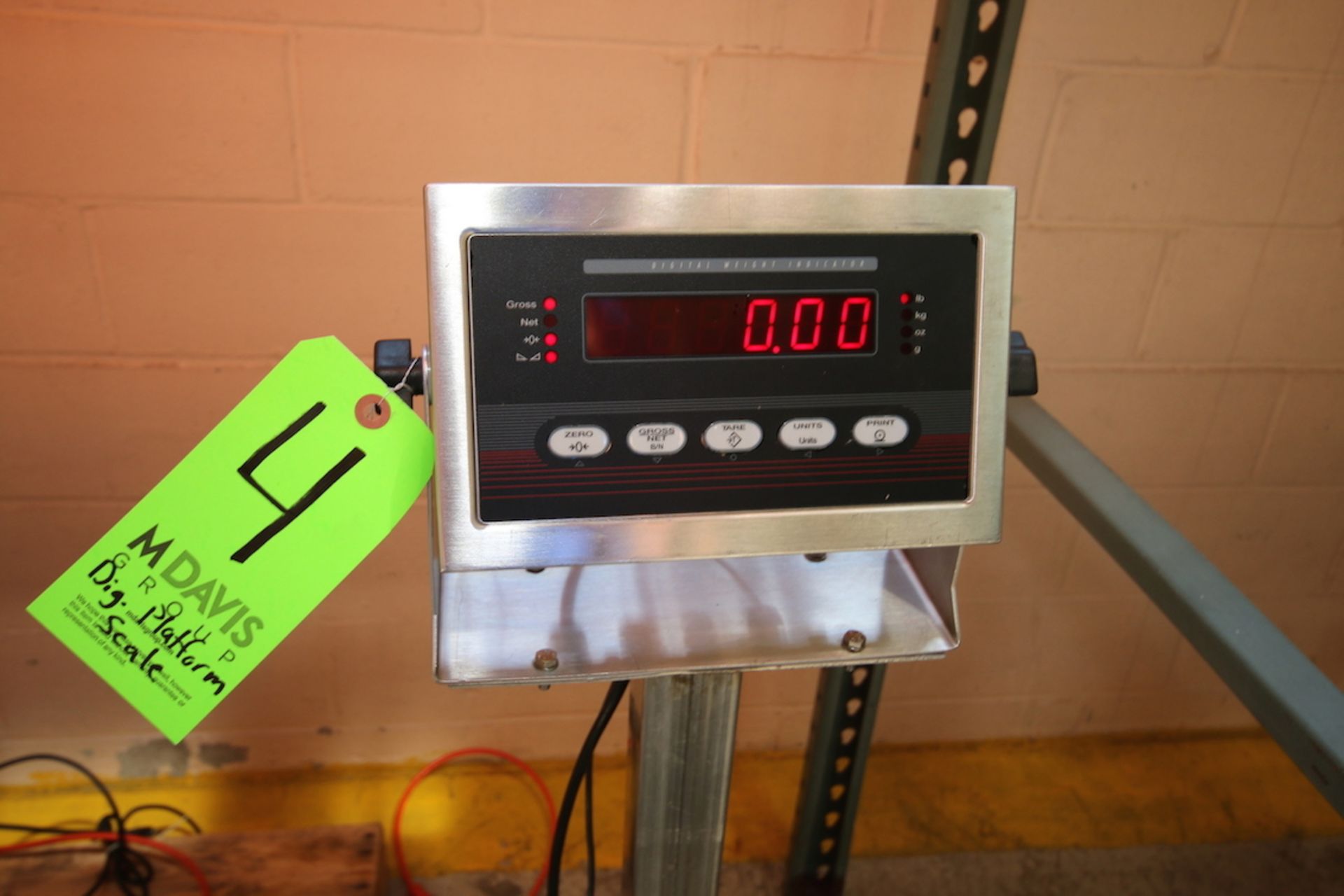 S/S Digital Platform Scale, Mounted on S/S Portable Frame, 18" L x 18" W S/S Platform - Image 2 of 2