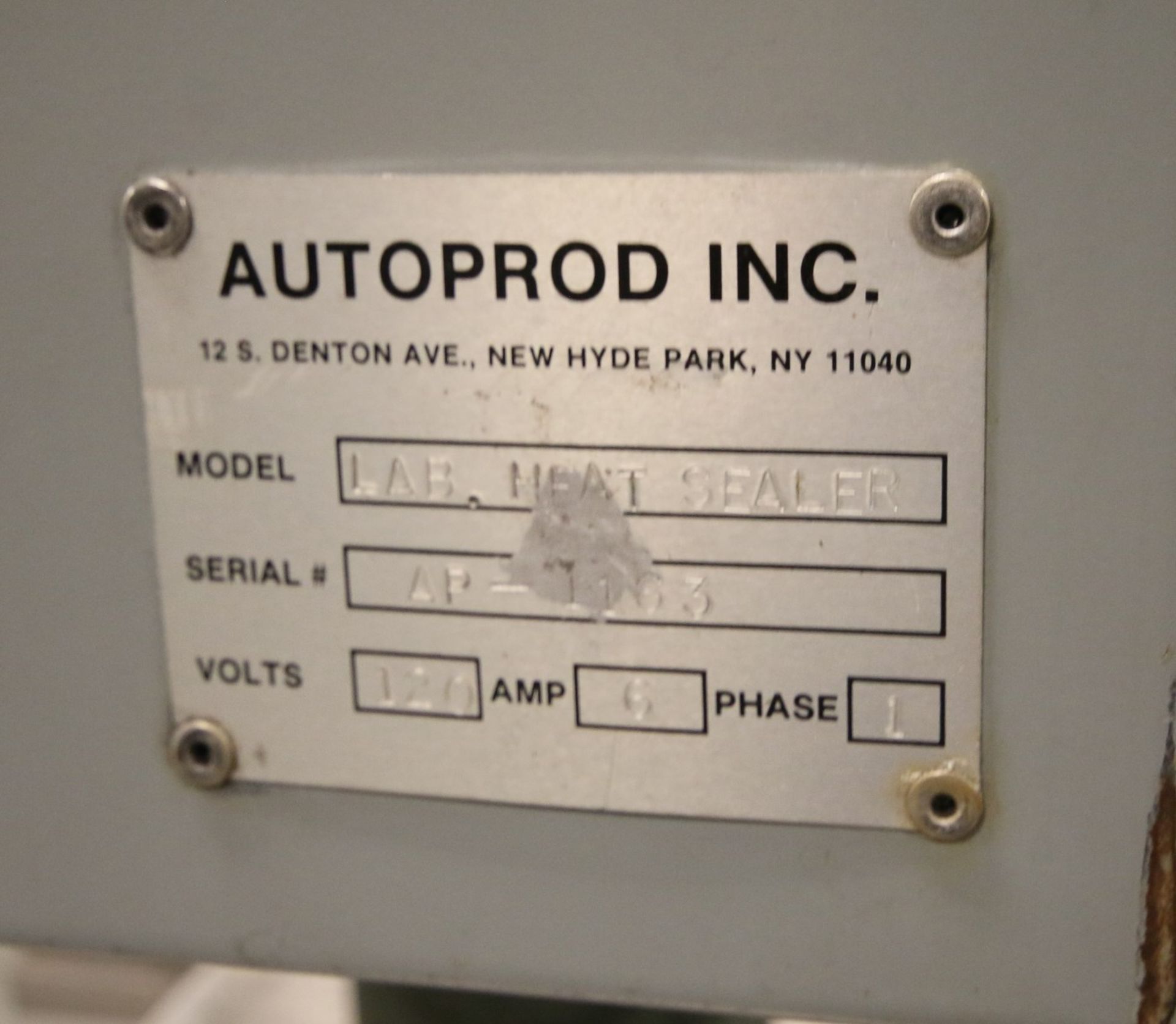 Autoprod Single Head Tamper Evident Sealer, Model Lab.Heat Sealer, S/N AP-1163, Set-Up with 2-3/8" - Image 4 of 5