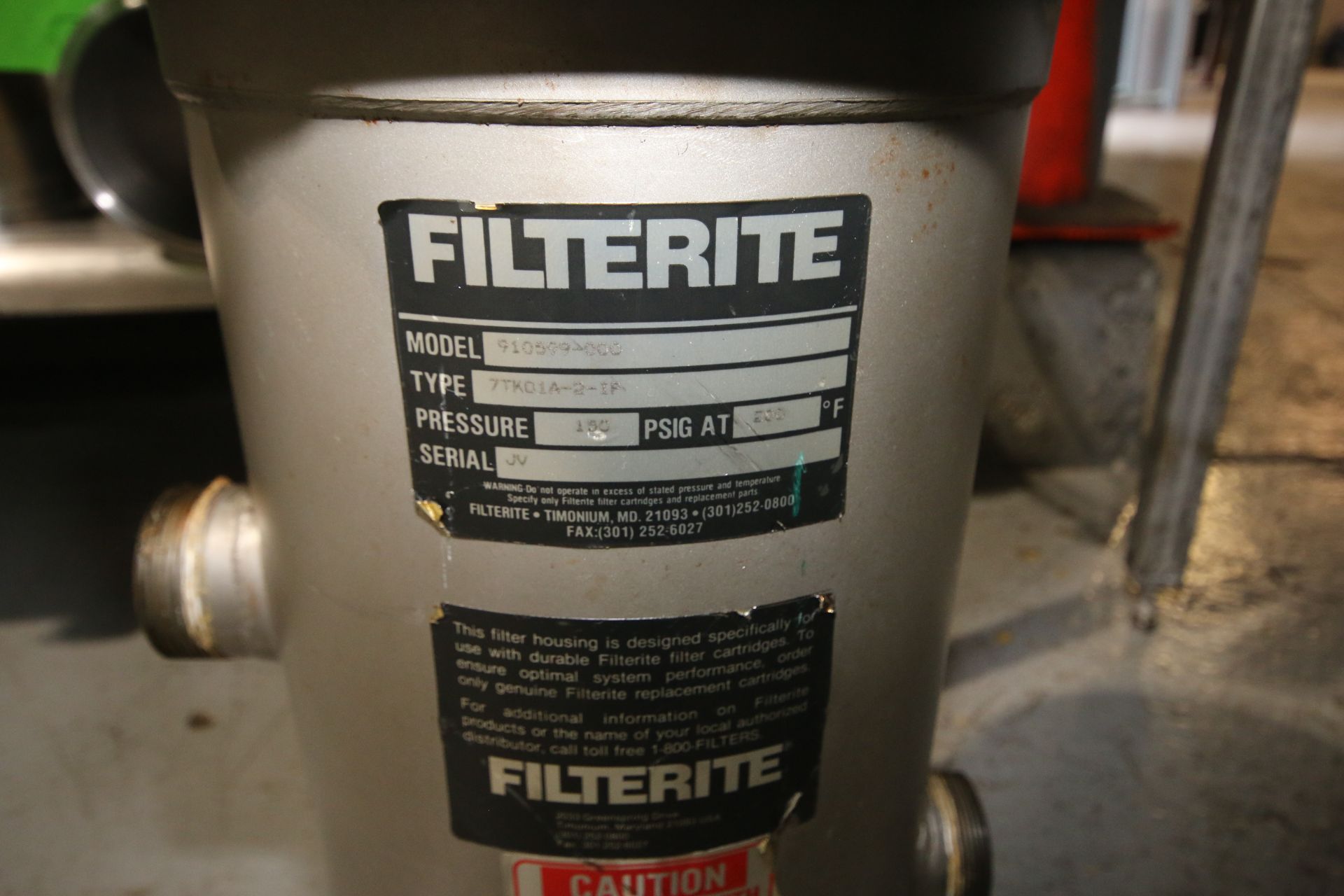 Filterite 2" Threaded S/S Online Filter, Model 910599-000, Type 7TK01A-2-IP, S/N JV, Pressure 150 - Image 2 of 2
