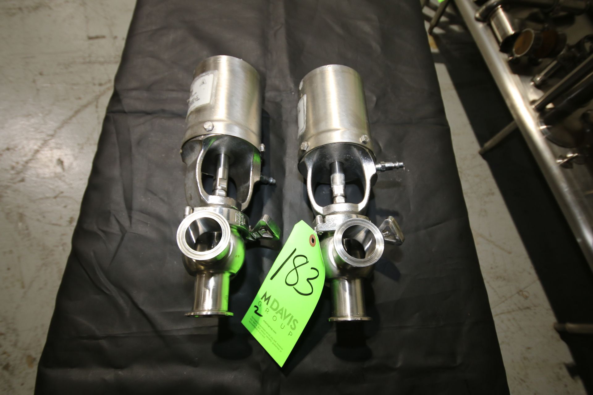 WCB 1-1/2" Clamp Type 3-Way S/S Air Valves, Model WVALVE00163, S/N 384118-05 and S/N 384119-05