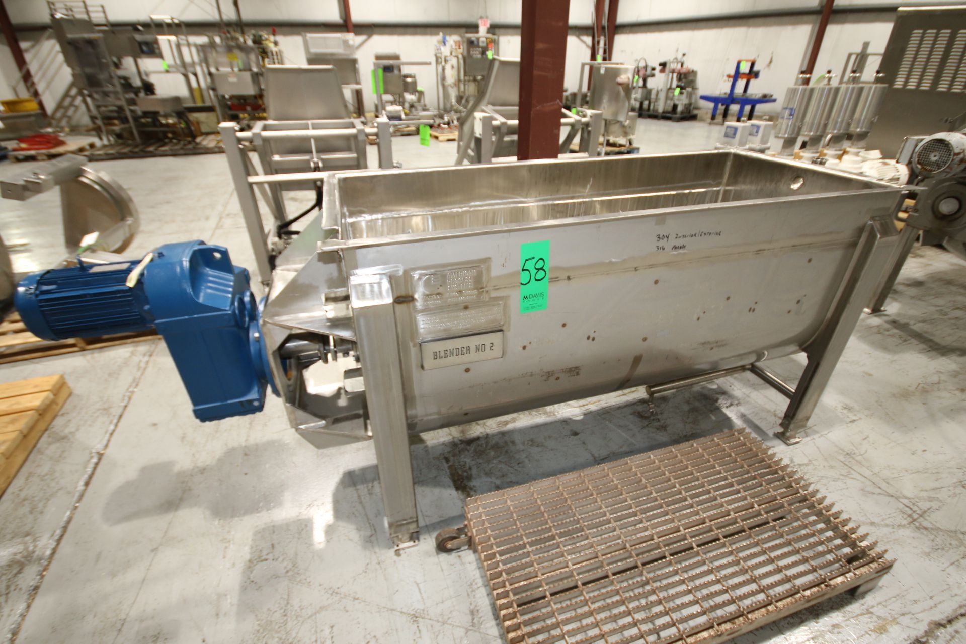 American Process Systems Aprox. 72" L x 33" Deep x 30" W All S/S Paddle Blender, Model U030-5504,