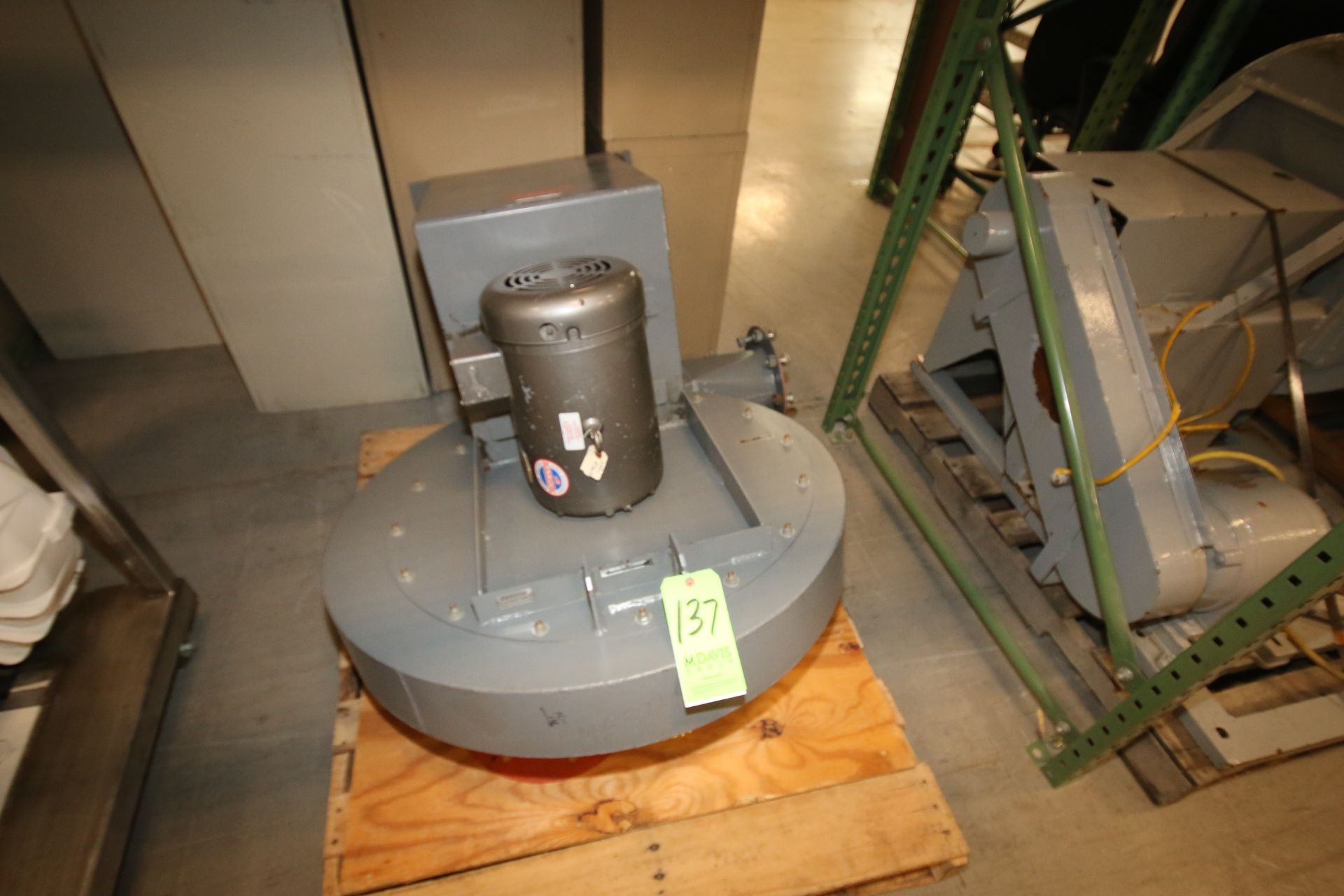 Cincinnati 37" Blower, Model HP-6E24, S/N 9516233 with Baldor 15 hp Motor, 3450 RPM, 208-230/460