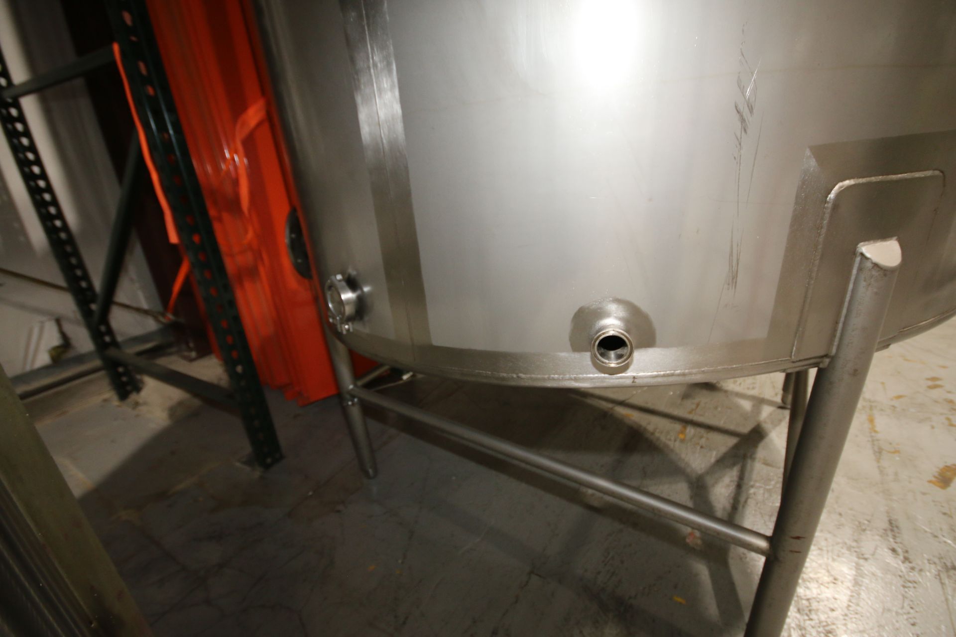 Aprox. 1,000 Gal. S/S CIP Tank, 304 S/S with Top Mounted Hinged Door and Top Mounted Strainer, - Image 7 of 7