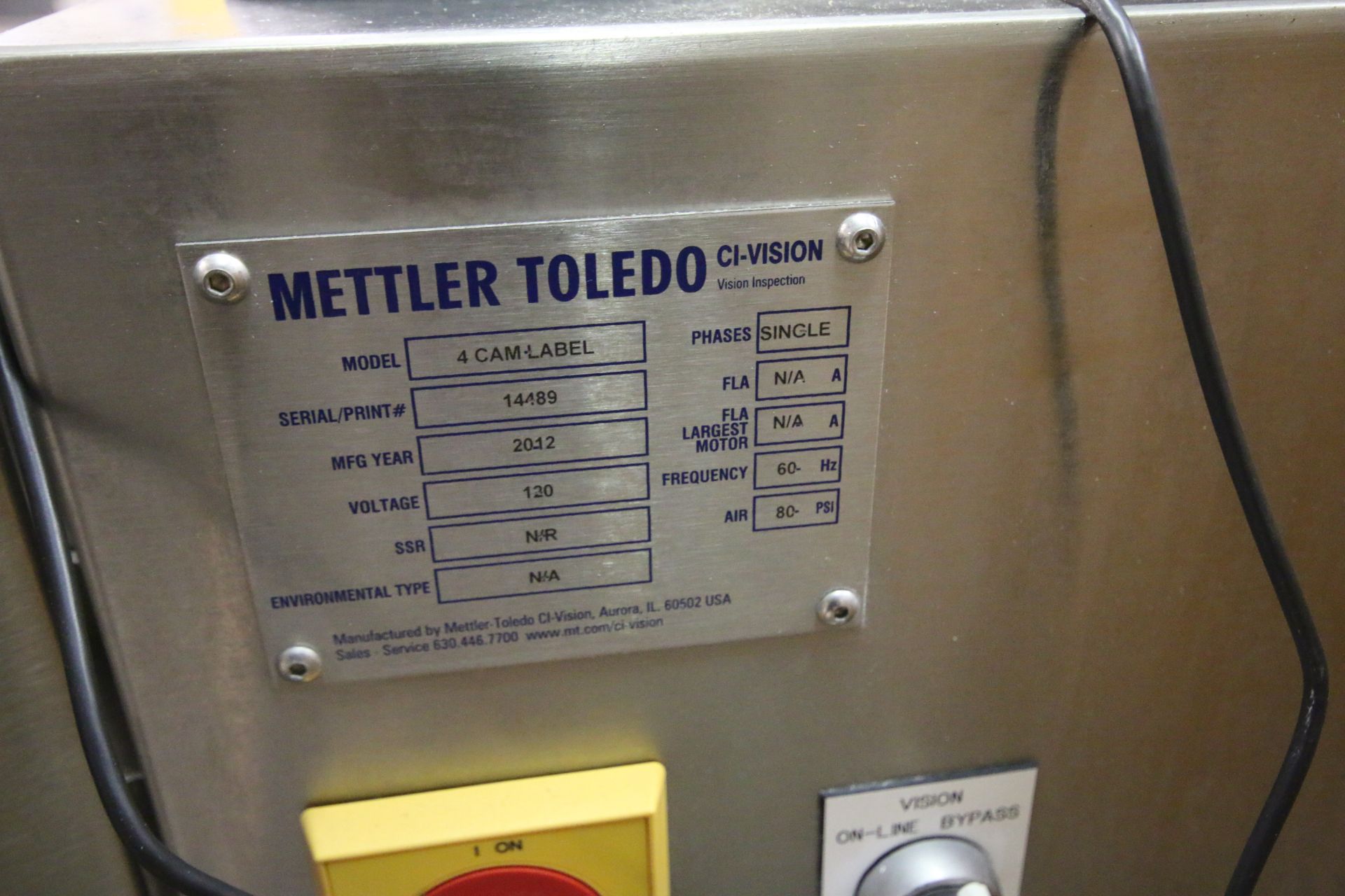 2012 Mettler Toledo Vision Inspector, CI Vision Series, Model 4-Cam Label, S/N 14-389 with Allen - Image 5 of 6