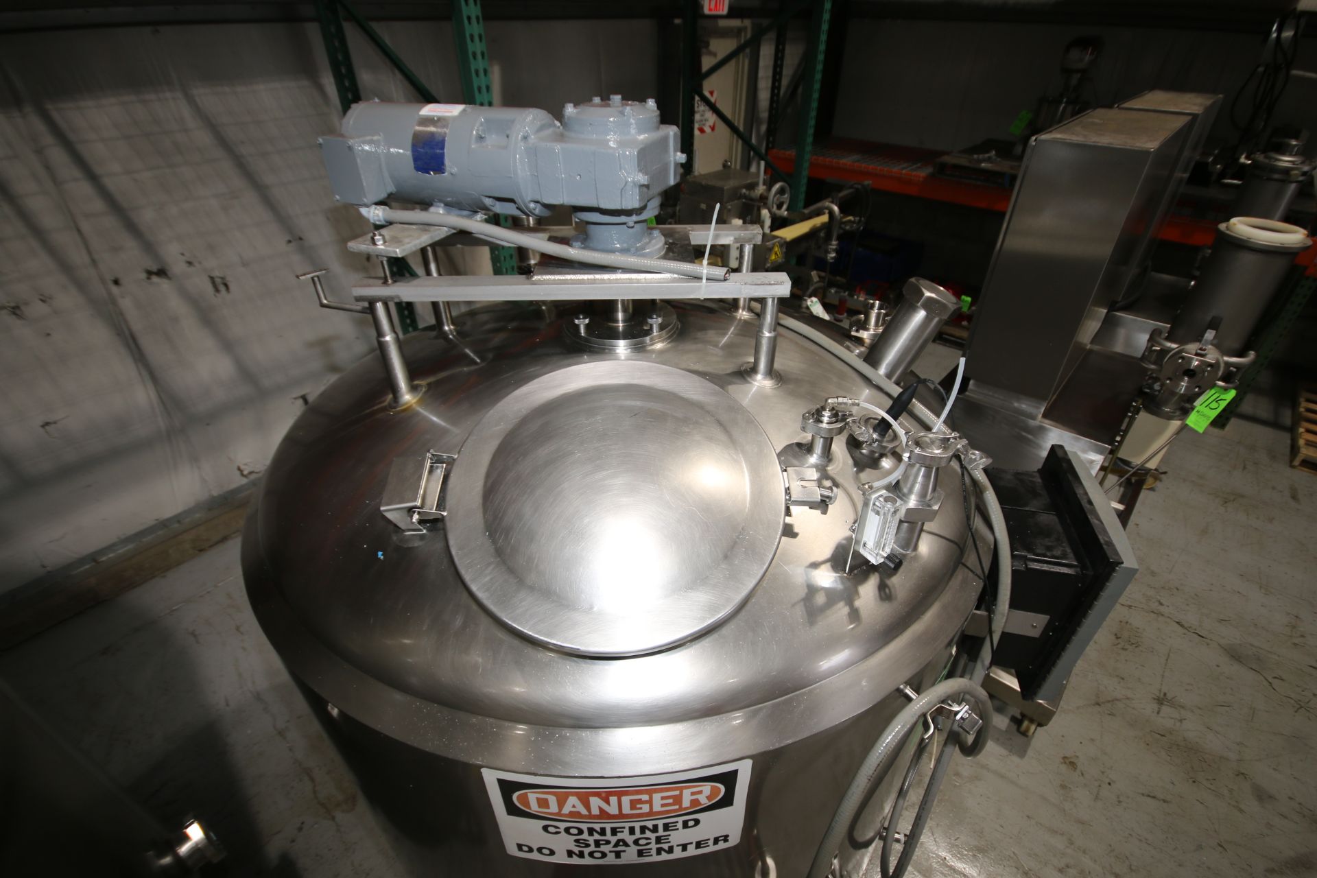 500 Gal. Dome-Top Sloped-Bottom Jacketed Processing Tank, Equipped with Top-Mount Two-Blade Wide - Image 3 of 11