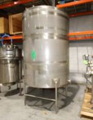 Aprox. 1,000 Gal. S/S CIP Tank, 304 S/S with Top Mounted Hinged Door and Top Mounted Strainer,
