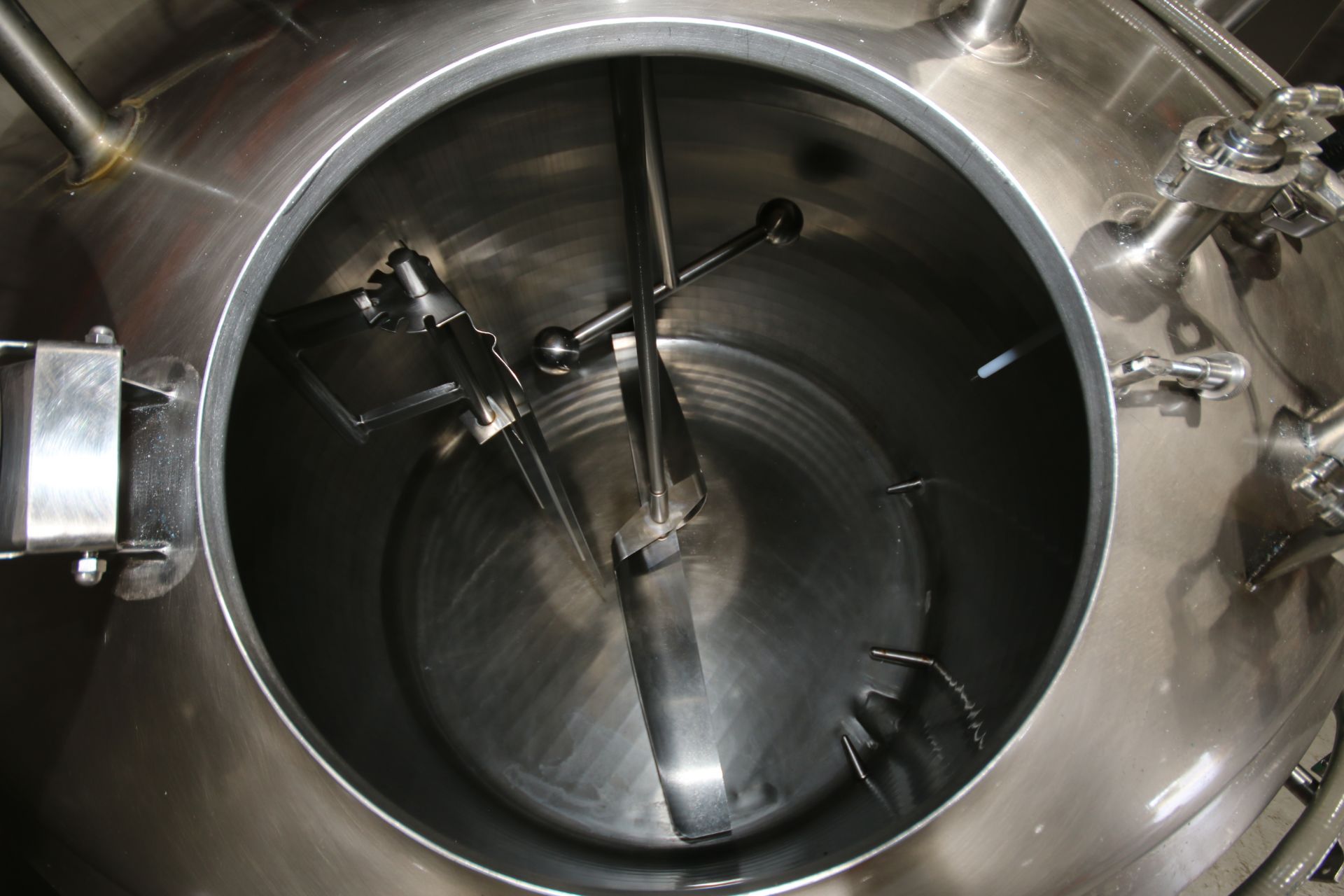 500 Gal. Dome-Top Sloped-Bottom Jacketed Processing Tank, Equipped with Top-Mount Two-Blade Wide - Image 2 of 11