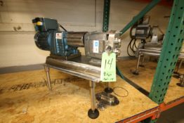 Waukesha 2 hp Positive Displacement Pump, Model 15, S/N 116185 with 1-1/2" Clamp Type S/S Head and