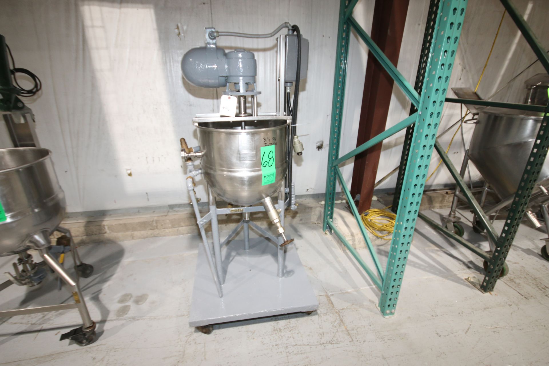 Groen 20 Gal. 316 S/S Jacketed Kettle, Model 20SP, S/N 26448, Max. Working Pressure 100 psi,