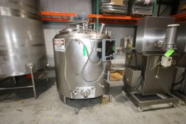 500 Gal. Dome-Top Sloped-Bottom Jacketed Processing Tank, Equipped with Top-Mount Two-Blade Wide