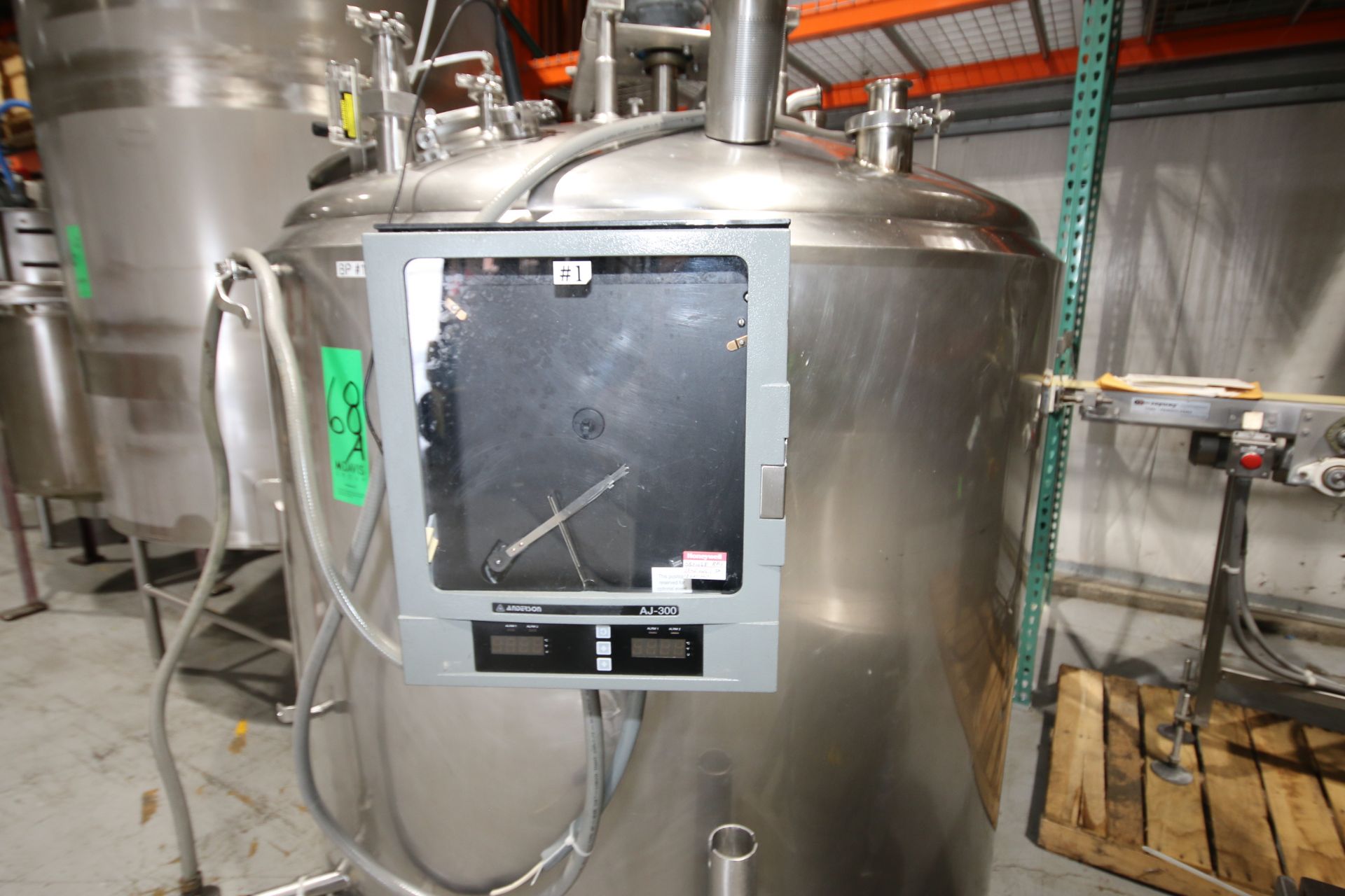 500 Gal. Dome-Top Sloped-Bottom Jacketed Processing Tank, Equipped with Top-Mount Two-Blade Wide - Image 10 of 11