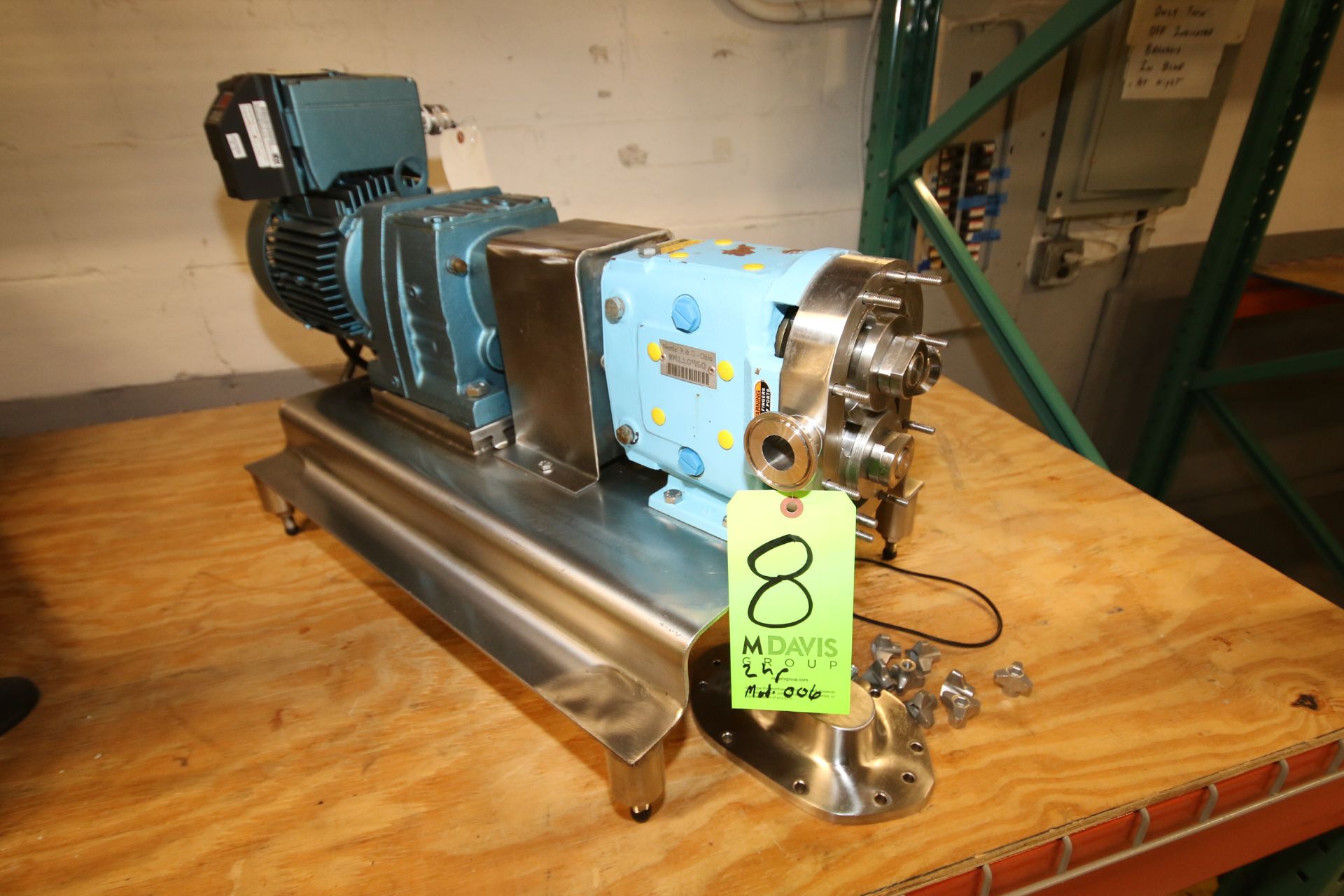 Waukesha-Cherry Burrell 2 hp Positive Displacement Pump, Model 006, S/N 285104-01 with 1-1/2"