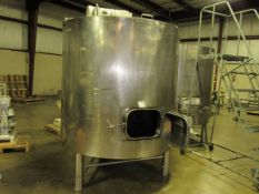 2500 Liter food grade stainless steel jacketed tank in great condition. Inside approx. 5ft ft. dia