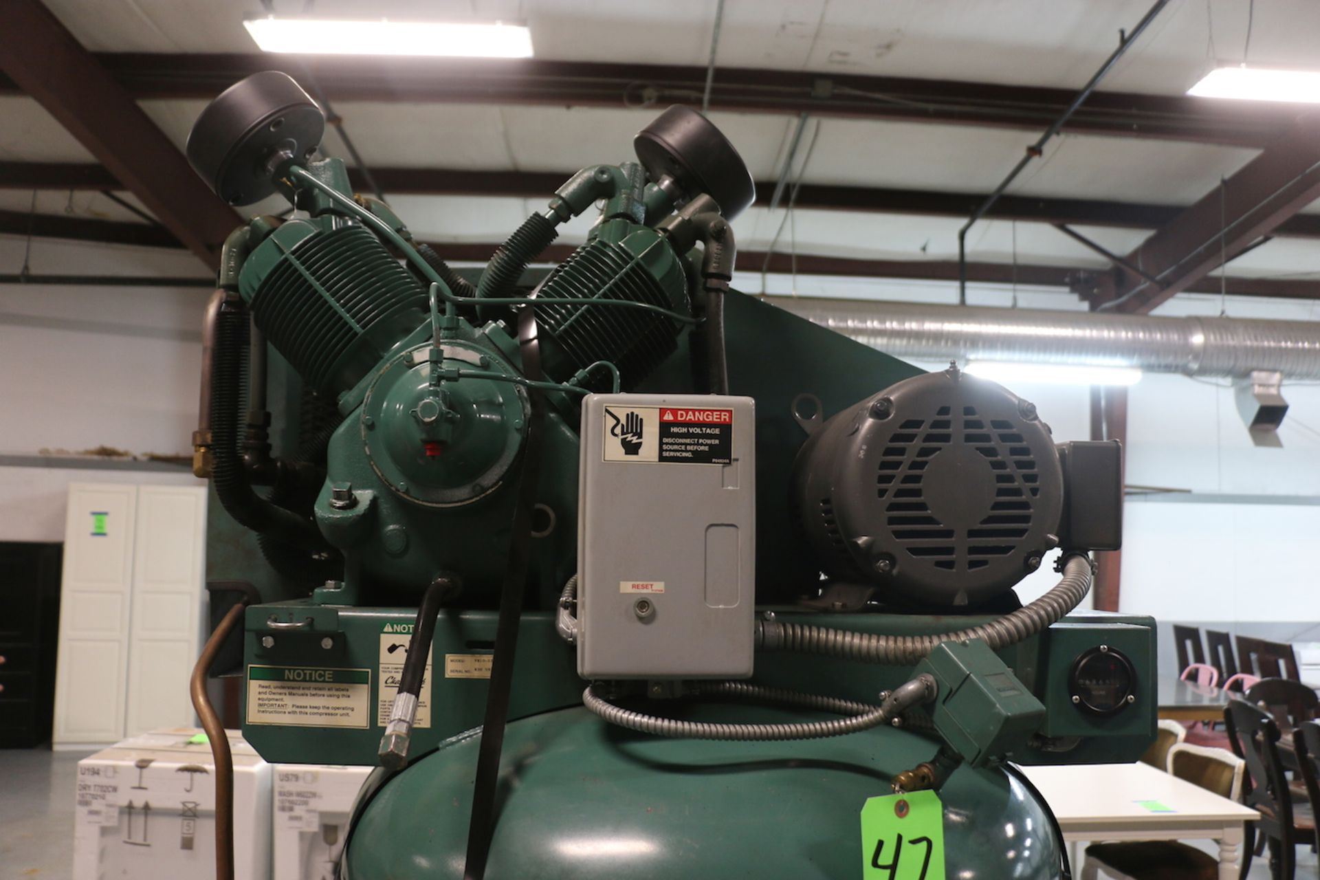 Champion 10 hp Reciprocating Air Compressor, Model VR10-12, S/N R30-59176 with 120 Gal. Vertical - Image 8 of 12