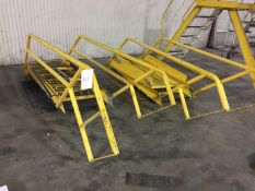 Large heavy duty mild steel cross over steps dismantled for shipping. 27" x 48" center platform. (