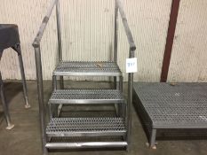 Aluminum steps platform 34" wide , 48" to lower railing and 88" to top of railing, 50" total