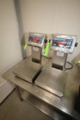 Doran S/S Platform Scales, M/N 7000XLM, S/N XL720676 and XL747279, with 12" x 12" S/S Platform and