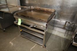 Natural Gas Griddle, Mounted on Portable S/S Frame, Griddle Dims.: 35" L x 28" W, with S/S Double