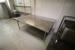 S/S Tables and (1) Wire Rack, Table Dims.: Aprox. 72" L x 32" W x 70 H; and 72" L x 30" W x 27" H