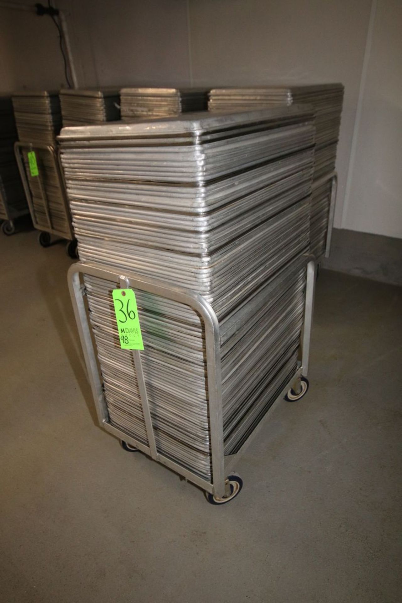 S/S Pans, with S/S Mobile Cart with Side Rails, Pan Dims.: Aprox. 24" L x 17" W