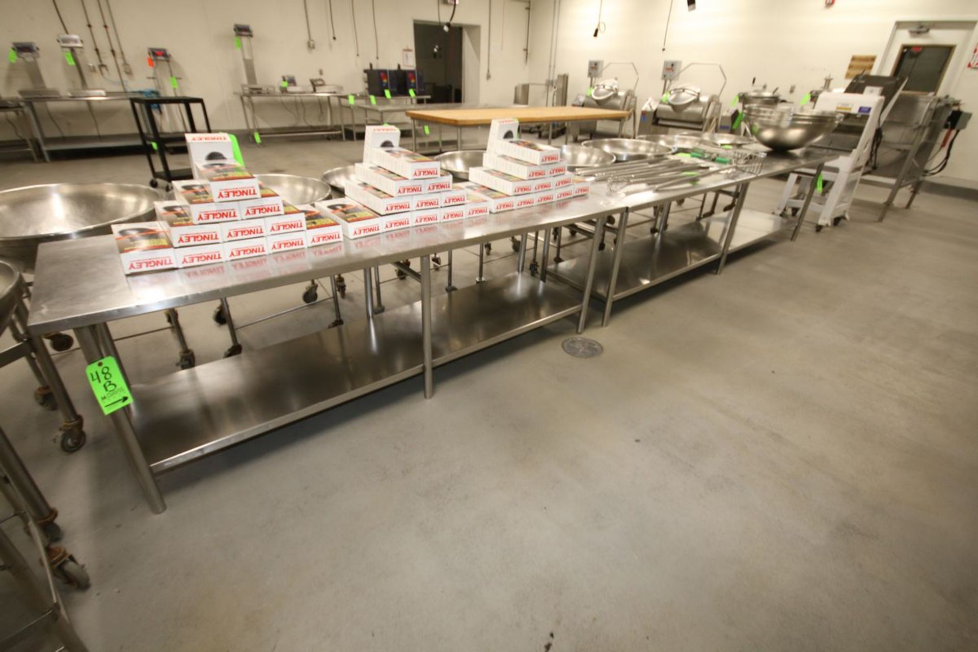 S/S Tables, All with S/S Bottom Shelves, Dims.: 96" L x 30" W x 32" H